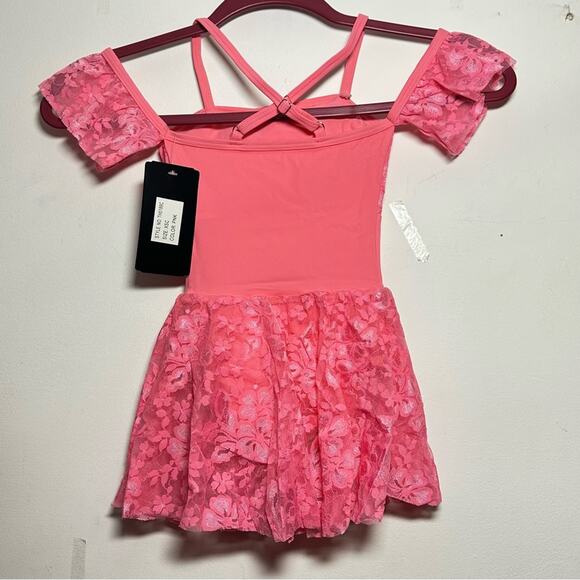 Theatricals Dance Pink Lace tutu Off-Shoulder Child Performance Outfit XSC NWT - Picture 6 of 12